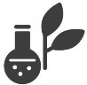Illustration en noir et blanc représentant une fiole de fertilisant et une plante