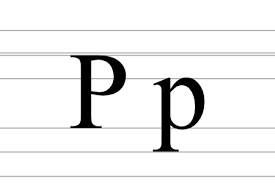 Lettre majuscule P et lettre minuscule p sur papier écolier