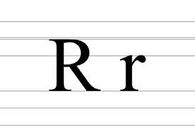 Lettre majuscule R et lettre minuscule r sur papier écolier