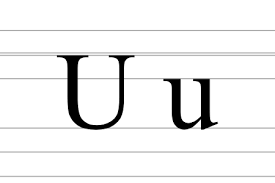 Lettre majuscule U et lettre minuscule u sur papier écolier