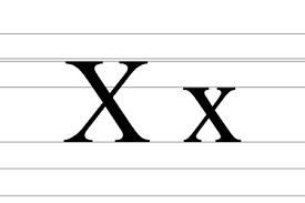 Lettre majuscule X et lettre minuscule x sur papier écolier